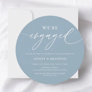 Dusty Blue Wir sind Verlobt Circle Engagement Part Einladung