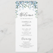 Dusty Blue Wisteria Blume Frühblühende Hochzeit Programm (Vorderseite)