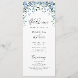 Dusty Blue Wisteria Blume Frühblühende Hochzeit Programm