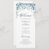 Dusty Blue Wisteria Blume Frühblühende Hochzeit Programm (Vorne/Hinten)