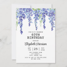 Dusty Blue Wisteria Floral Greenery 60. Geburtstag