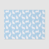 Dusty Blue With White Bunny Pattern Cute Easter Seidenpapier (Vorderseite)