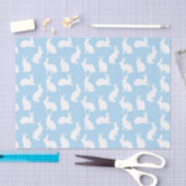 Dusty Blue With White Bunny Pattern Cute Easter Seidenpapier (Handwerk)