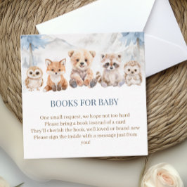 Dusty Blue Woodland Books for Baby Shower Insert