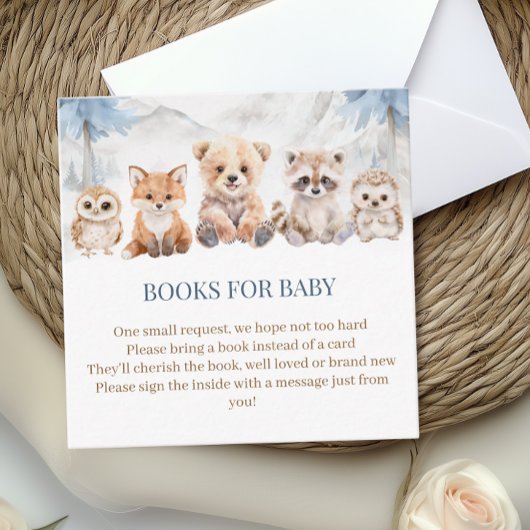 Dusty Blue Woodland Books for Baby Shower Insert
