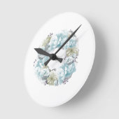 Dusty Blue Wreath Blume Clock Runde Wanduhr (Winkel)