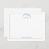 Dusty Blue Wreath Couple Initial Border Stationery Mitteilungskarte (Vorne/Hinten)