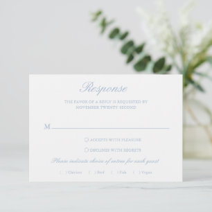 Dusty Blue Wreath Monogram Elegant Wedding RSVP Karte