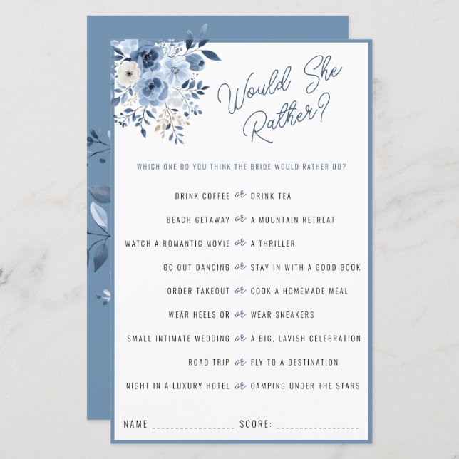 Dusty Blue würde eher Brautparty spielen (Vorne/Hinten)