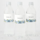 Dusty Blue Yellow Botanical Wedding Wasserflaschenetikett (Flaschen)