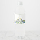 Dusty Blue Yellow Botanical Wedding Wasserflaschenetikett (Rückseite)