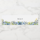 Dusty Blue Yellow Botanical Wedding Wasserflaschenetikett (Einzelnes Label)