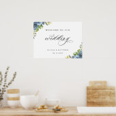 Dusty Blue Yellow Botanical Wedding Welcome Poster (Küche)