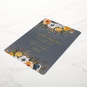 Dusty Blue Yellow Floral 100. Geburtstag Folieneinladung (Gedreht)