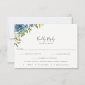 Dusty Blue Yellow Floral Wedding RSVP Meal Choice (Vorderseite)