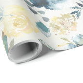 Dusty Blue & Yellow Peony Eucalyptus Floral Garden Geschenkpapier (Rolleneckpunkt)