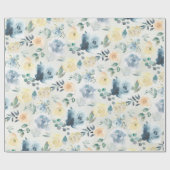 Dusty Blue & Yellow Peony Eucalyptus Floral Garden Geschenkpapier (Flach)