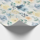 Dusty Blue & Yellow Peony Eucalyptus Floral Garden Geschenkpapier (Ecke)
