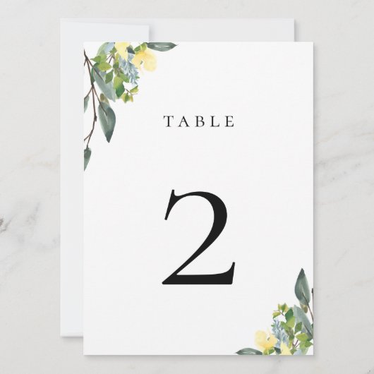 Dusty Blue Yellow Tischnummer Card (Rückseite)