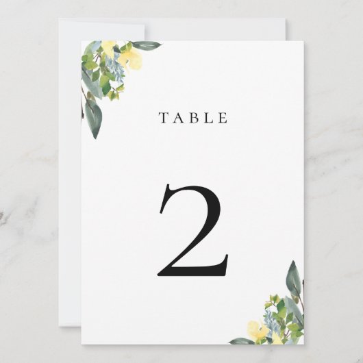 Dusty Blue Yellow Tischnummer Card (Vorderseite)