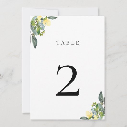 Dusty Blue Yellow Tischnummer Card (Vorderseite)