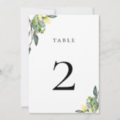 Dusty Blue Yellow Tischnummer Card (Rückseite)