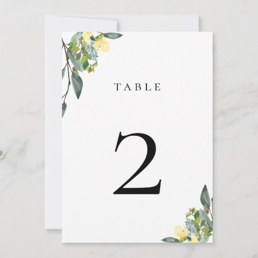 Dusty Blue Yellow Tischnummer Card (Rückseite)