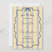 Dusty Blue Yellow Whimsical Hand Drawn Wedding Save The Date (Vorderseite)