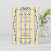 Dusty Blue Yellow Whimsical Hand Drawn Wedding Save The Date (Stehend Vorderseite)