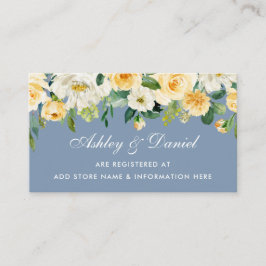Dusty Blue Yellow White Floral Wedding Registry Begleitkarte