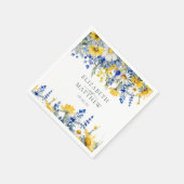 Dusty Blue Yellow Wildblumen Floral Wedding Serviette (Ecke)