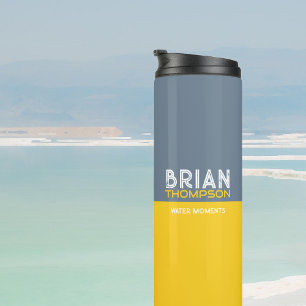 Dusty Blue & Yellowish Stilvoll modern Thermosbecher