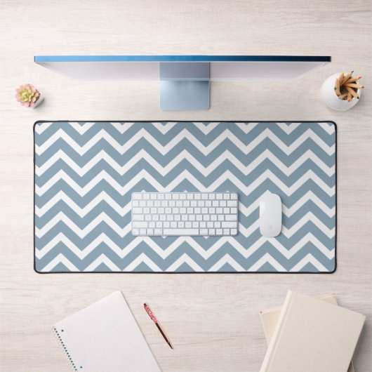 Dusty Blue Zickzack Zigzag Desk Mat Schreibtischunterlage (Büro 1)