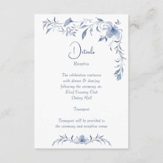 Dusty blühende Grünband Elegante Hochzeit Begleitkarte (Vorderseite)
