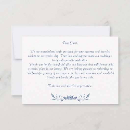 Dusty blühende Grünband Elegante Hochzeit Dankeskarte (Rückseite)