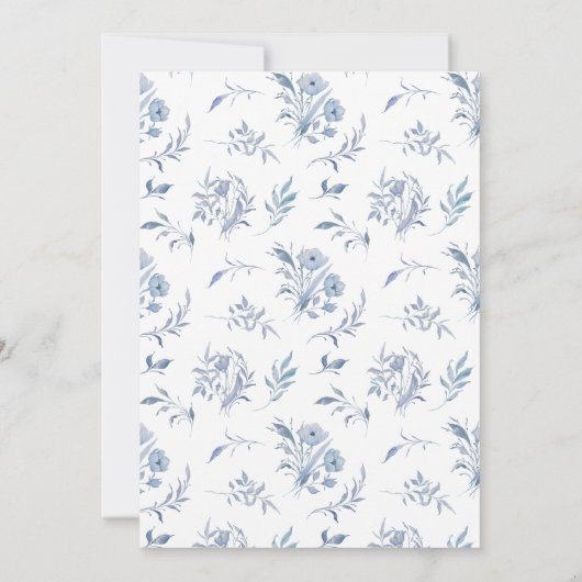 Dusty blühende Grünband Elegante Hochzeit Einladung (Rückseite)