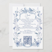 Dusty blühende Grünband Elegante Hochzeit Einladung (Rückseite)