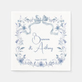 Dusty blühende Grünband Elegante Hochzeit Serviette (Vorderseite)