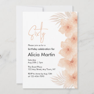 Dusty Blush Blume Brown Palm Leaf Geburtstag Einladung