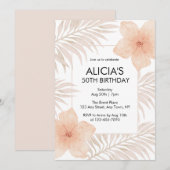 Dusty Blush Blume Dry Palm Leaf Boho Geburtstag Einladung (Vorne/Hinten)