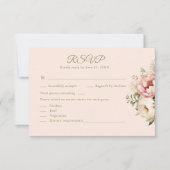 Dusty Blush Floral Wedding RSVP Card Karte (Vorderseite)