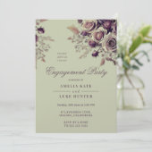 Dusty Blush Lila Boho Rose Engagement Party Einladung (Stehend Vorderseite)