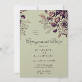 Dusty Blush Lila Boho Rose Engagement Party Einladung
