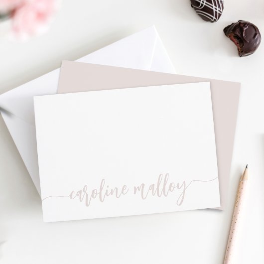 Dusty Blush | Moderner Name Personalisiert Mitteilungskarte