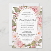 Dusty Blush Pink Blumenfeier des Lebens Invita Einladung (Vorderseite)