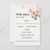 Dusty Blush Pink Floral Meal Choice RSVP Card (Vorderseite)