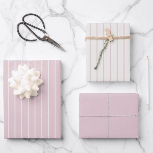 Dusty Blush Pink Pinstreifen - Klassischer Minimal Geschenkpapier Set