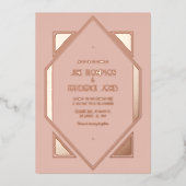 Dusty Blush & Rose Gold Gatsby Art Deco Wedding Folieneinladung (Vorderseite)