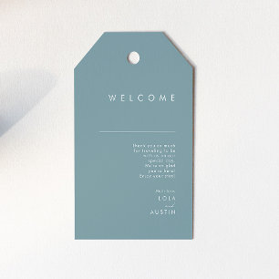Dusty Boho Begrüßung von Blauen und Grünen Geschenkanhänger