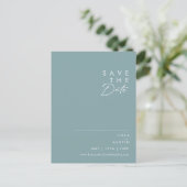 Dusty Boho | Blau und Grün Save the Date Einladungspostkarte (Stehend Vorderseite)